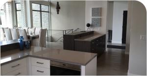 Kitchen view of the great room after painting